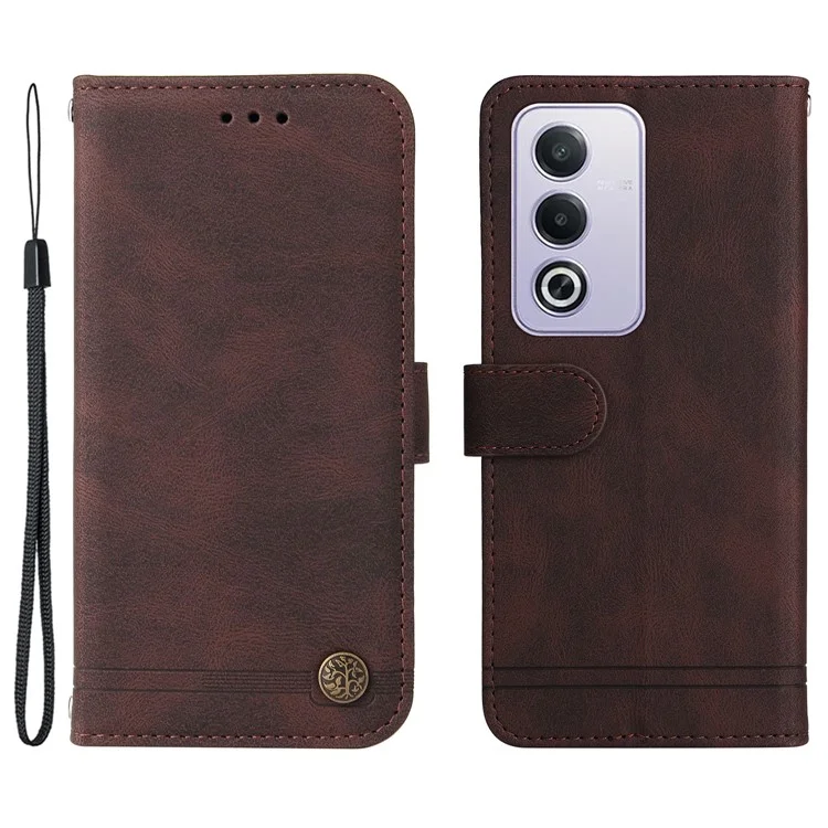 For Oppo A3 Pro (Global) 5G / (India) 5G Leather Wallet Cases Skin Touch Phone Cover Stand with Strap - Brown-Cellmalls