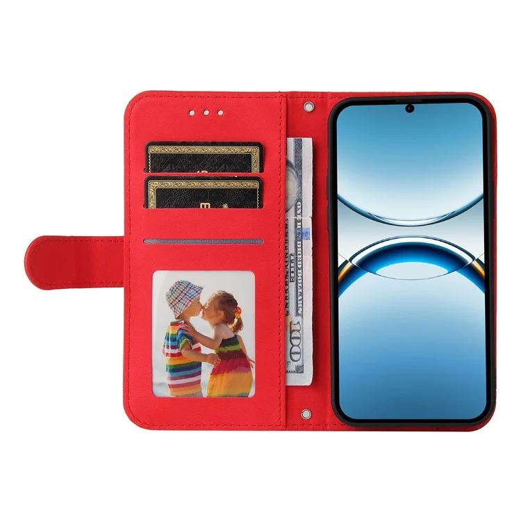 For Oppo Find X8 5G Leather Wallet Cases Skin Touch Phone Cover Stand with Strap - Red-Cellmalls