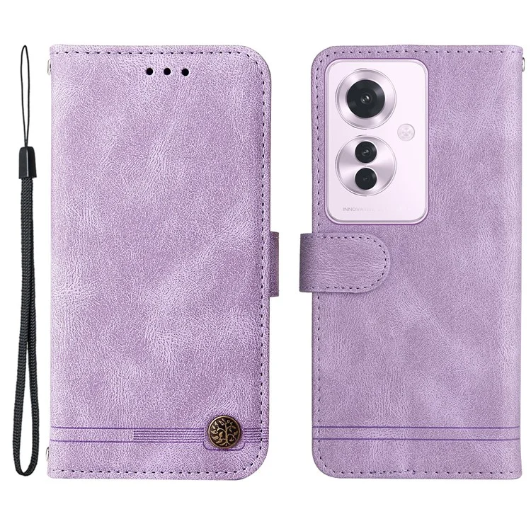 For Oppo Reno11 F 5G / F25 Pro 5G Leather Wallet Cases Skin Touch Phone Cover Stand with Strap - Blue-Cellmalls