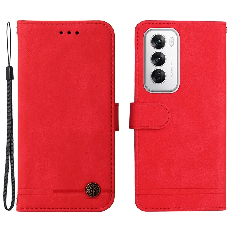 For Oppo Reno12 5G (Global) Leather Wallet Cases Skin Touch Phone Cover Stand with Strap - Black-Cellmalls