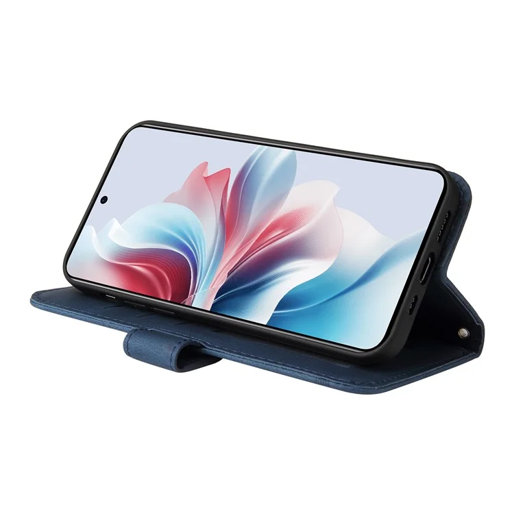 For Oppo Reno11 F 5G / F25 Pro 5G Leather Wallet Cases Skin Touch Phone Cover Stand with Strap - Blue-Cellmalls