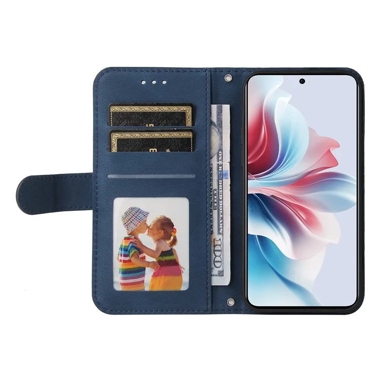 For Oppo Reno11 F 5G / F25 Pro 5G Leather Wallet Cases Skin Touch Phone Cover Stand with Strap - Blue-Cellmalls