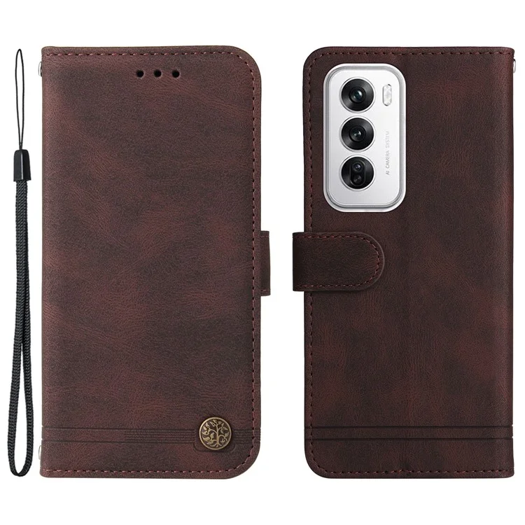 For Oppo Reno12 5G (Global) Leather Wallet Cases Skin Touch Phone Cover Stand with Strap - Black-Cellmalls