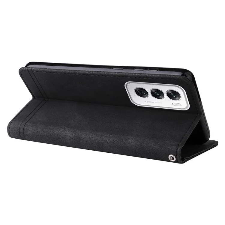 For Oppo Reno12 5G (Global) Leather Wallet Cases Skin Touch Phone Cover Stand with Strap - Black-Cellmalls