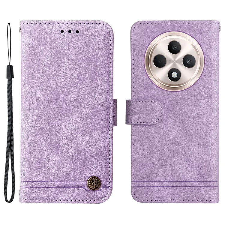 For Oppo Reno12 F 5G Leather Wallet Cases Skin Touch Phone Cover Stand with Strap - Brown-Cellmalls