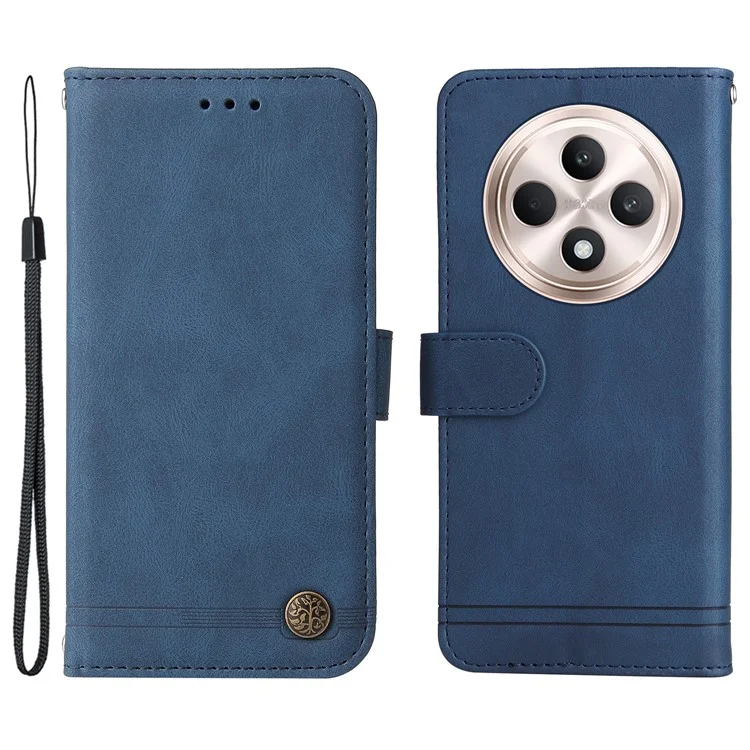 For Oppo Reno12 F 5G Leather Wallet Cases Skin Touch Phone Cover Stand with Strap - Brown-Cellmalls