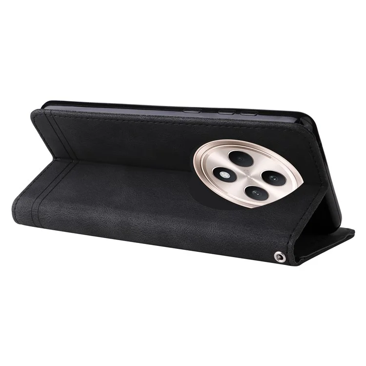 For Oppo Reno12 F 4G Leather Wallet Cases Skin Touch Phone Cover Stand with Strap - Black-Cellmalls