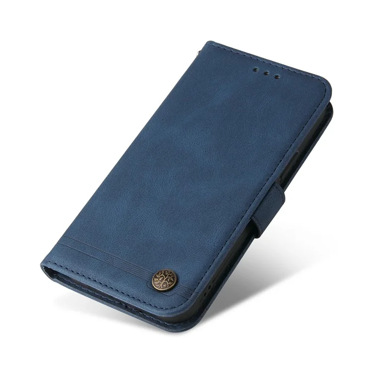 For Oppo Reno6 4G Leather Wallet Cases Skin Touch Phone Cover Stand with Strap - Blue-Cellmalls