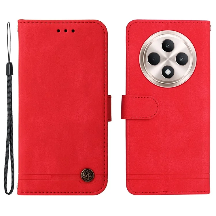 For Oppo Reno12 F 5G Leather Wallet Cases Skin Touch Phone Cover Stand with Strap - Brown-Cellmalls