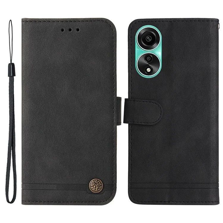 For Oppo A78 4G Leather Wallet Cases Skin Touch Phone Cover Stand with Strap - Brown-Cellmalls