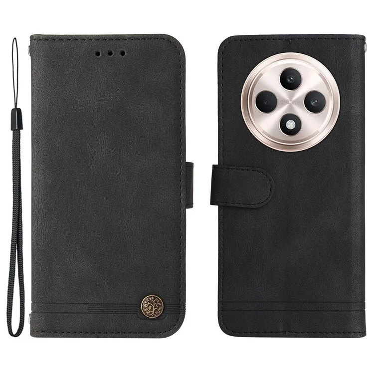 For Oppo Reno12 F 5G Leather Wallet Cases Skin Touch Phone Cover Stand with Strap - Brown-Cellmalls