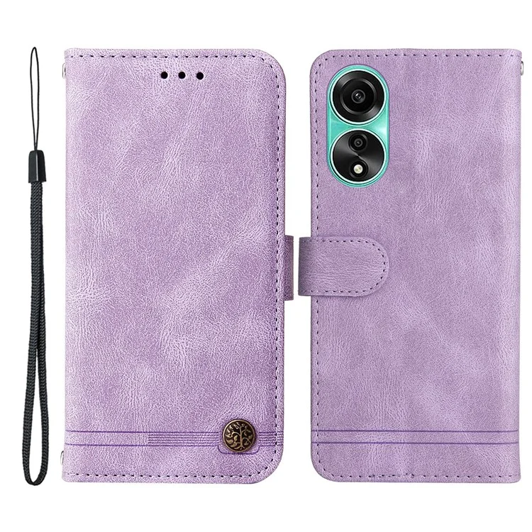 For Oppo A78 4G Leather Wallet Cases Skin Touch Phone Cover Stand with Strap - Brown-Cellmalls