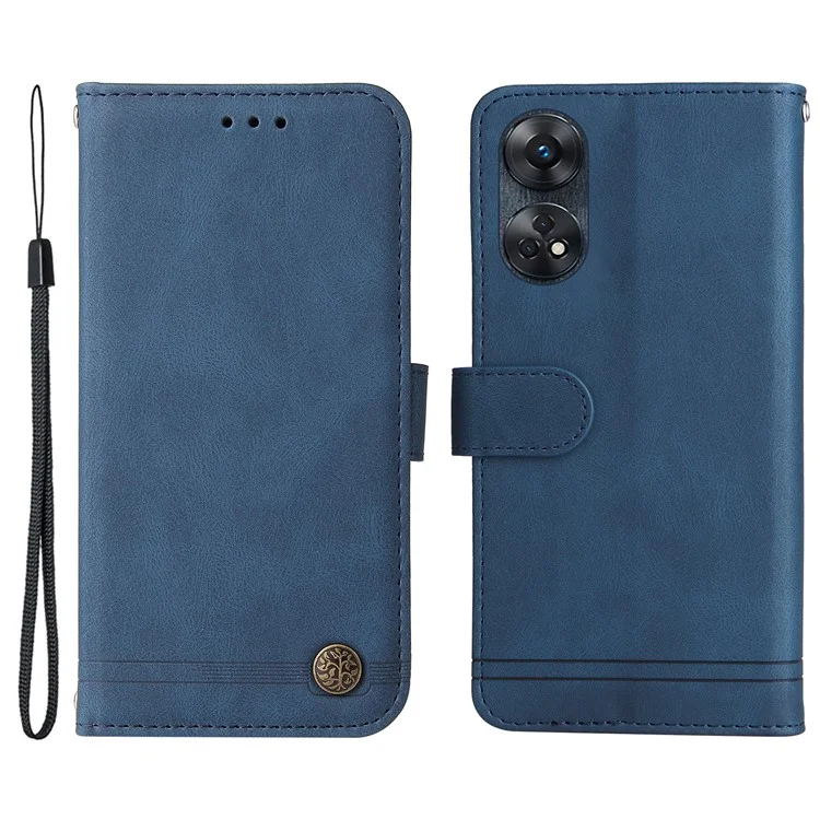 For Oppo Reno8 T 4G Leather Wallet Cases Skin Touch Phone Cover Stand with Strap - Black-Cellmalls