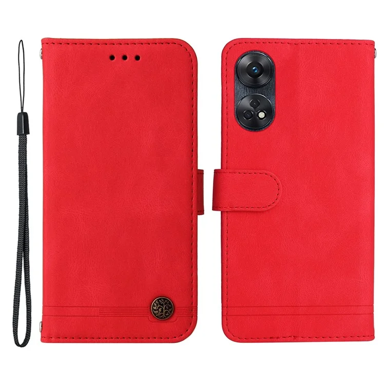 For Oppo Reno8 T 4G Leather Wallet Cases Skin Touch Phone Cover Stand with Strap - Black-Cellmalls