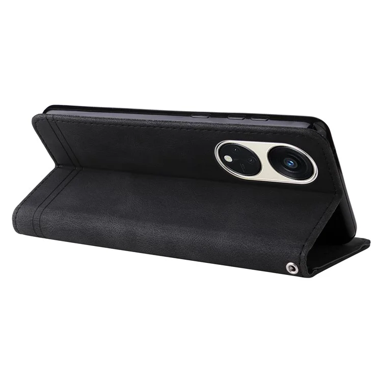 For Oppo Reno8 T 5G / A1 Pro 5G Leather Wallet Cases Skin Touch Phone Cover Stand with Strap - Black-Cellmalls