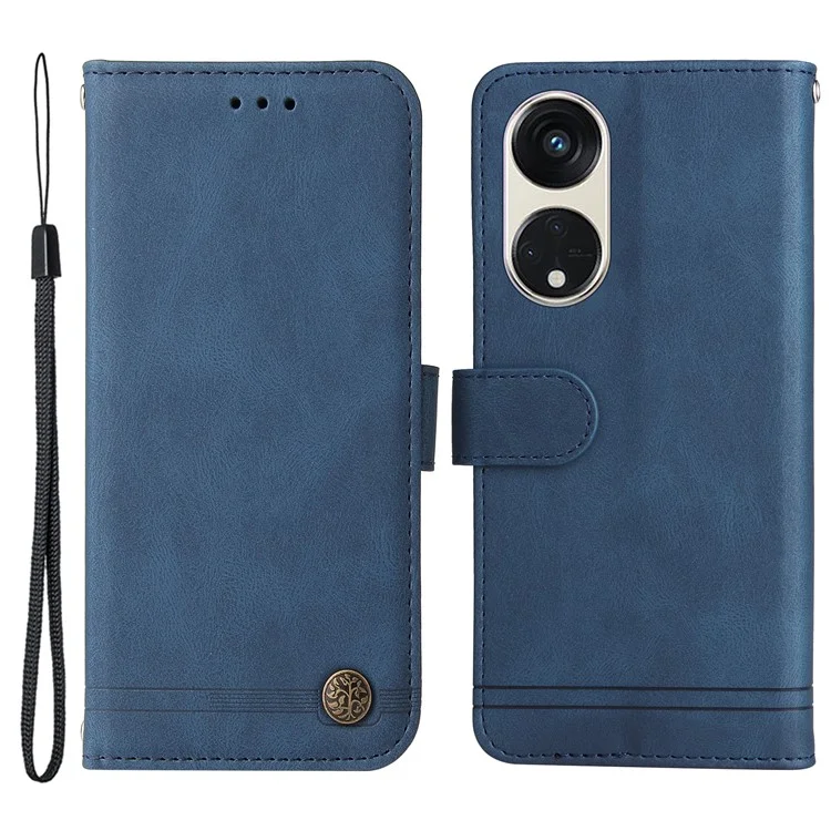 For Oppo Reno8 T 5G / A1 Pro 5G Leather Wallet Cases Skin Touch Phone Cover Stand with Strap - Black-Cellmalls