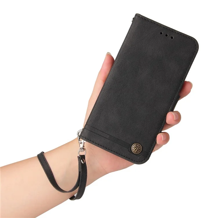 For Oppo Reno8 T 4G Leather Wallet Cases Skin Touch Phone Cover Stand with Strap - Black-Cellmalls