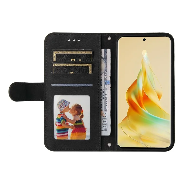 For Oppo Reno8 T 5G / A1 Pro 5G Leather Wallet Cases Skin Touch Phone Cover Stand with Strap - Black-Cellmalls