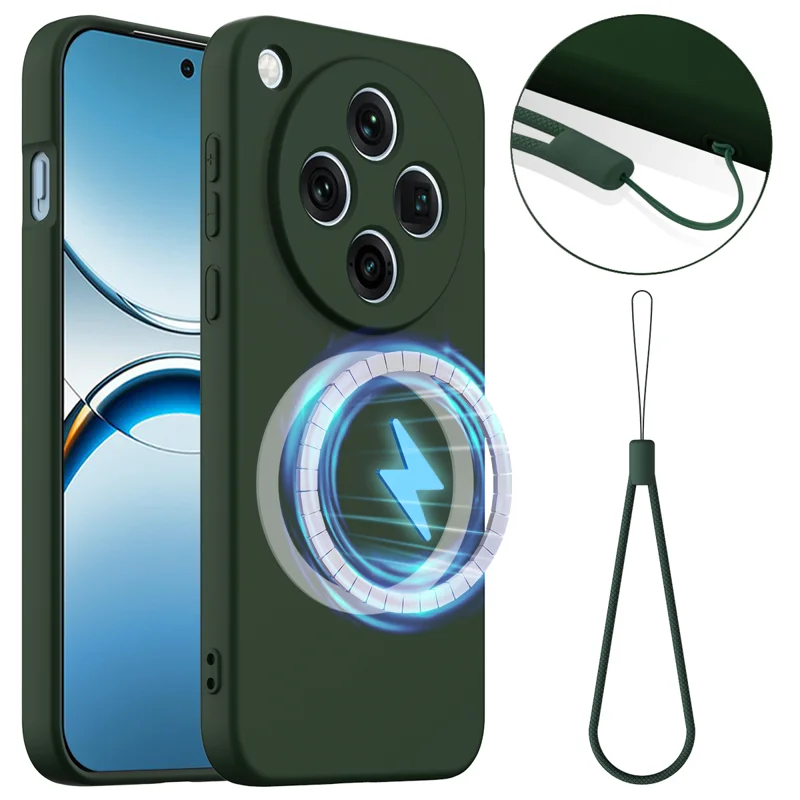 For Oppo Find X8 5G Case Compatible with MagSafe Anti-Drop Liquid Silicone Phone Cover - Black-Cellmalls