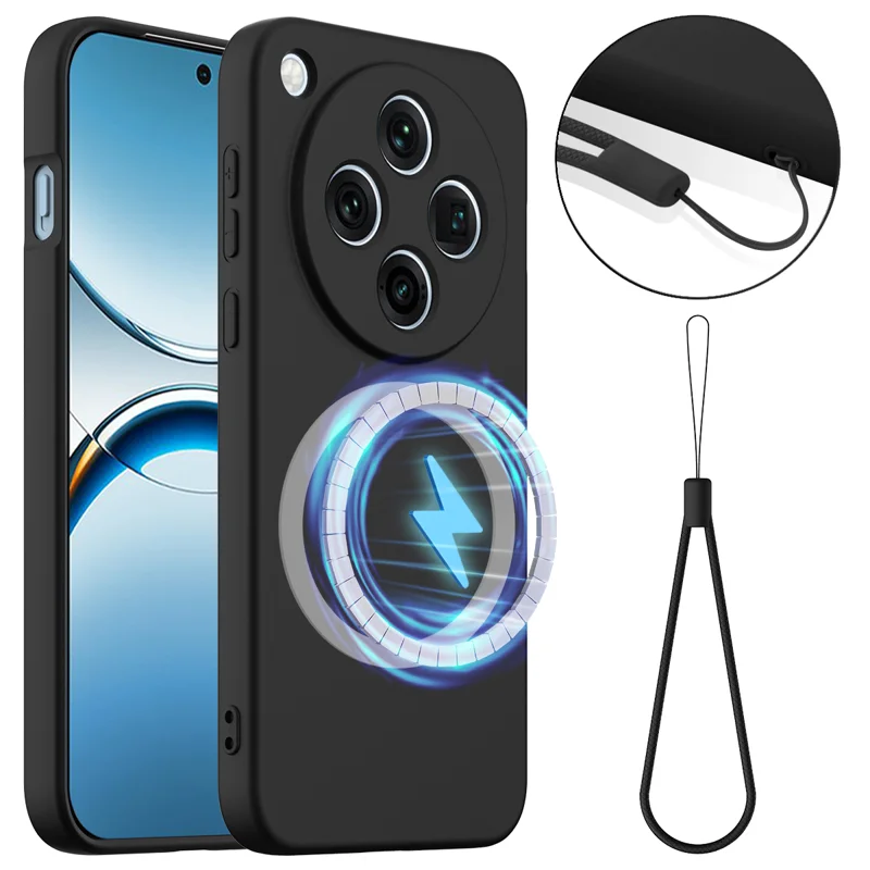 For Oppo Find X8 5G Case Compatible with MagSafe Anti-Drop Liquid Silicone Phone Cover - Black-Cellmalls