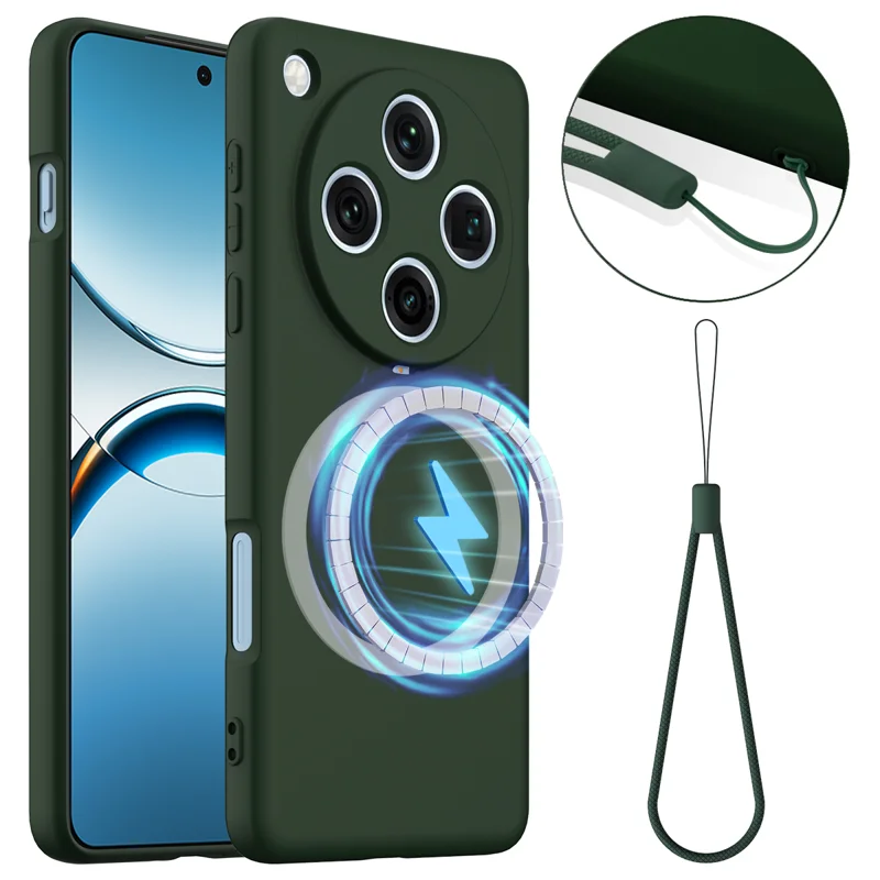 For Oppo Find X8 Pro 5G Case Compatible with MagSafe Anti-Drop Liquid Silicone Phone Cover - Black-Cellmalls