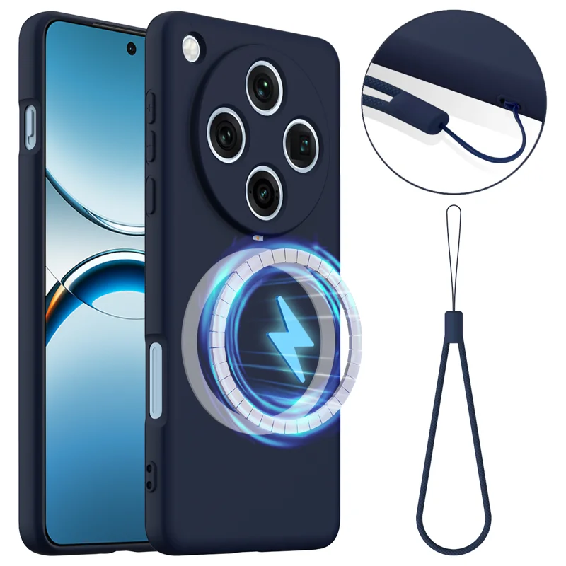 For Oppo Find X8 Pro 5G Case Compatible with MagSafe Anti-Drop Liquid Silicone Phone Cover - Black-Cellmalls