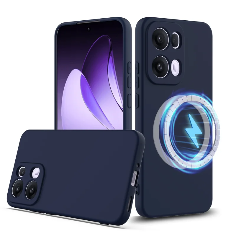 For Oppo Reno13 Pro 5G Case Compatible with MagSafe Anti-Drop Liquid Silicone Phone Cover - Black-Cellmalls