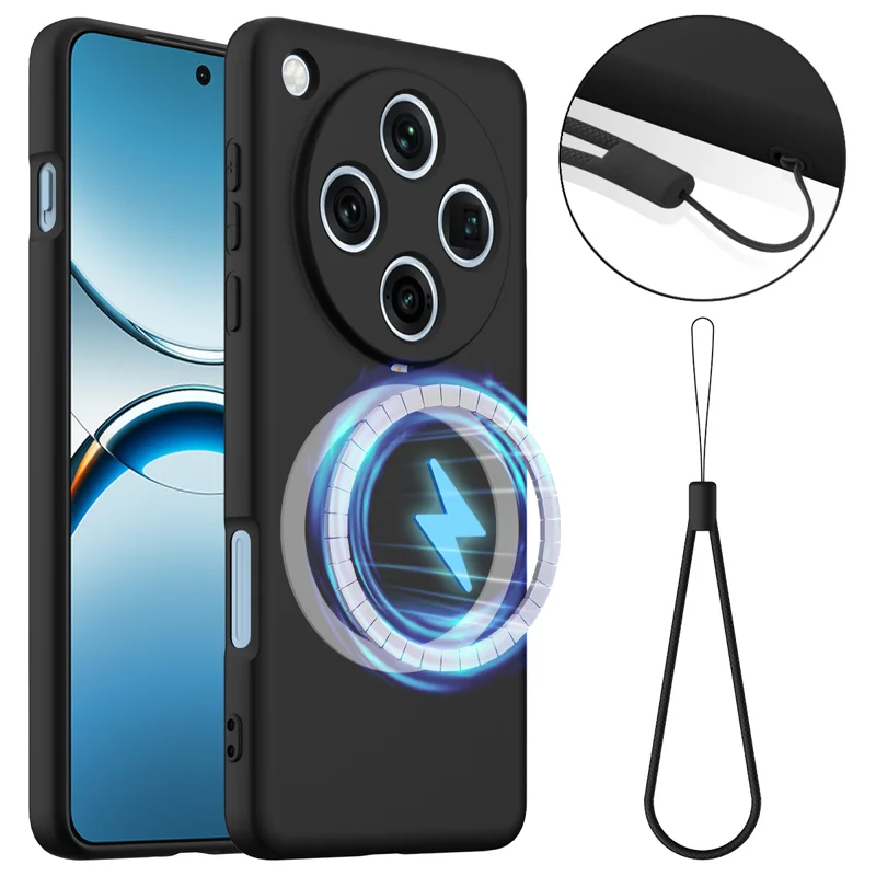 For Oppo Find X8 Pro 5G Case Compatible with MagSafe Anti-Drop Liquid Silicone Phone Cover - Black-Cellmalls