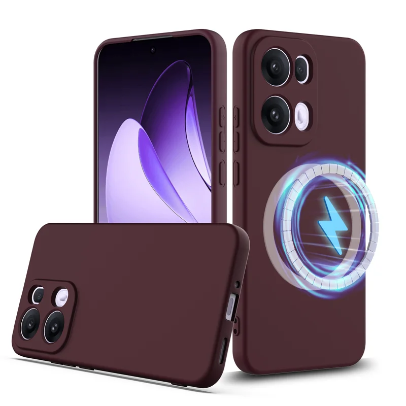 For Oppo Reno13 Pro 5G Case Compatible with MagSafe Anti-Drop Liquid Silicone Phone Cover - Black-Cellmalls