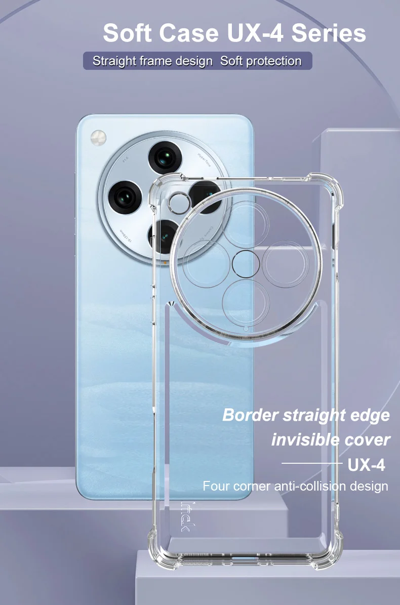 IMAK UX-4 Series for Oppo Find X8 Pro 5G Case Straight Frame Four Corner Shockproof Clear TPU Cover-Cellmalls