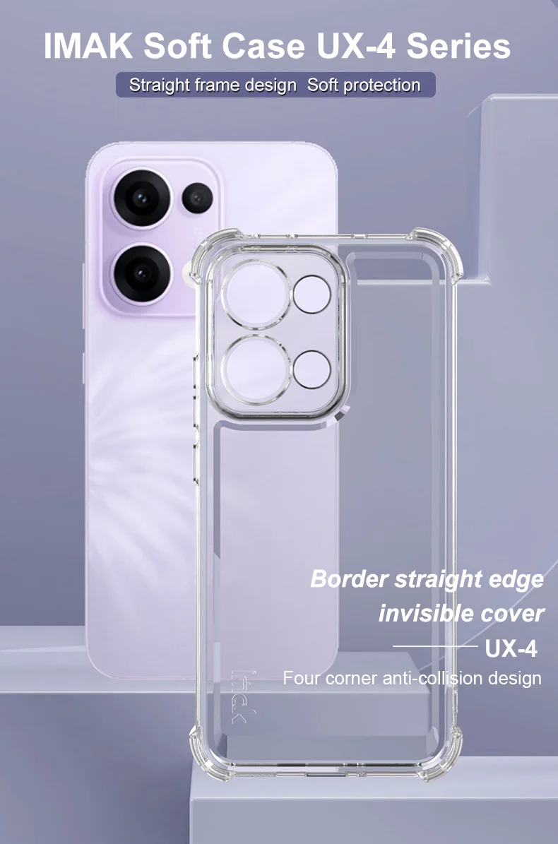 IMAK UX-4 Series For Oppo Reno13 5G (Global) Case Straight Frame Four Corner Shockproof Clear TPU Cover-Cellmalls