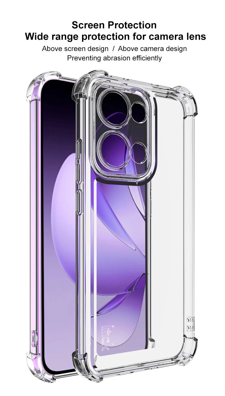 IMAK UX-4 Series For Oppo Reno13 5G (Global) Case Straight Frame Four Corner Shockproof Clear TPU Cover-Cellmalls