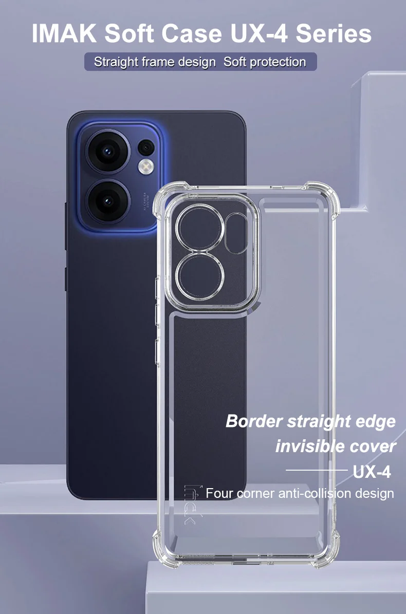 IMAK UX-4 Series For Oppo Reno13 F 4G / 5G Case Straight Frame Four Corner Shockproof Clear TPU Cover-Cellmalls