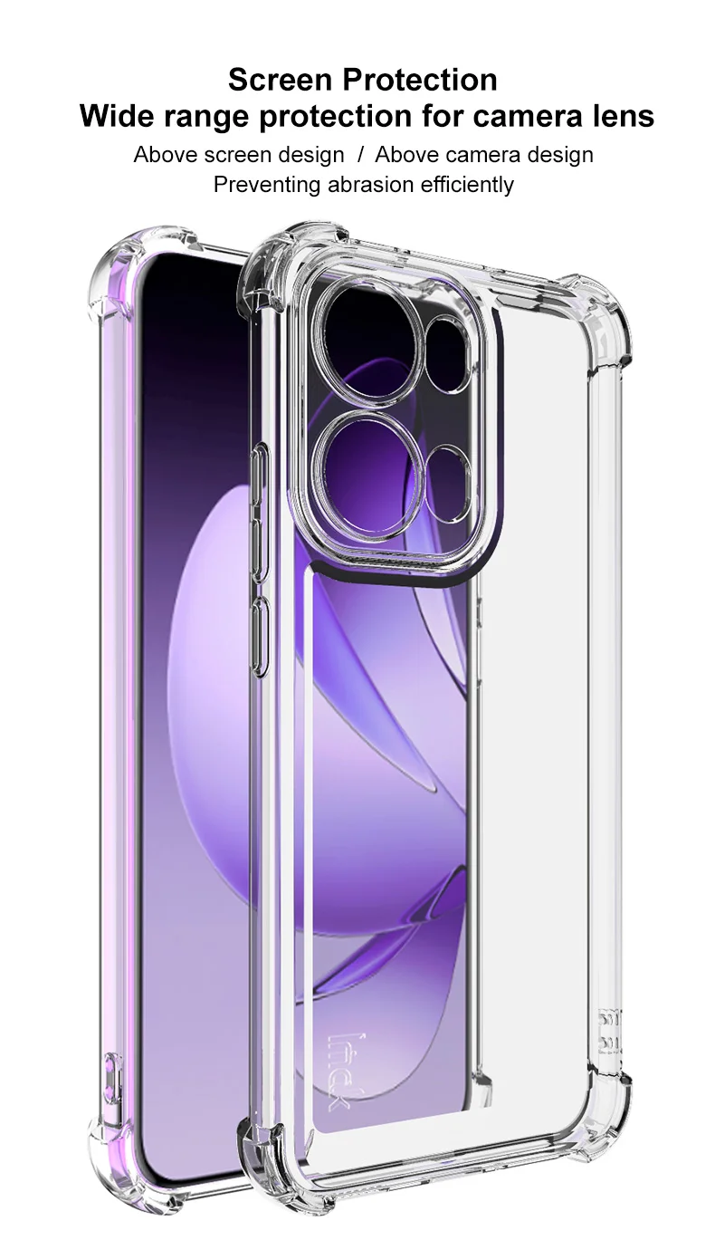 IMAK UX-4 Series For Oppo Reno13 Pro 5G Case Straight Frame Four Corner Shockproof Clear TPU Cover-Cellmalls