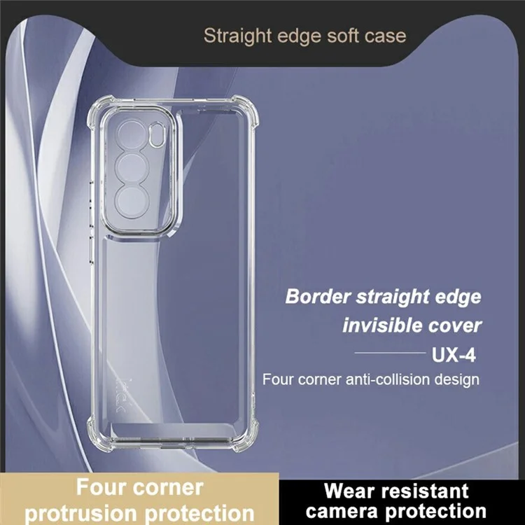 IMAK UX-4 Series for Oppo Reno12 5G (Global) Clear Phone Case Four Corner Shockproof TPU Back Cover-Cellmalls