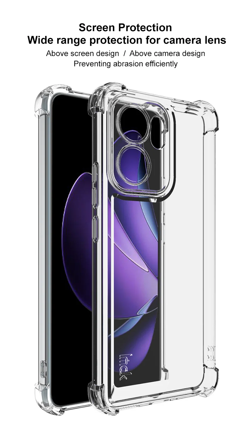 IMAK UX-4 Series For Oppo Reno13 F 4G / 5G Case Straight Frame Four Corner Shockproof Clear TPU Cover-Cellmalls