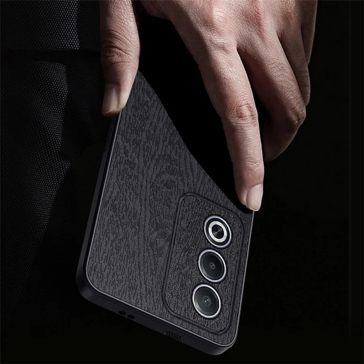 For Oppo A3 Pro (India) 5G Case Wood Texture Leather+PC+TPU Phone Cover - Black-Cellmalls