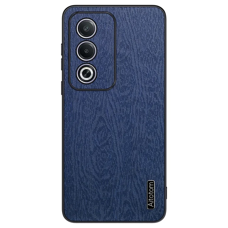 For Oppo A3 Pro (India) 5G Case Wood Texture Leather+PC+TPU Phone Cover - Black-Cellmalls