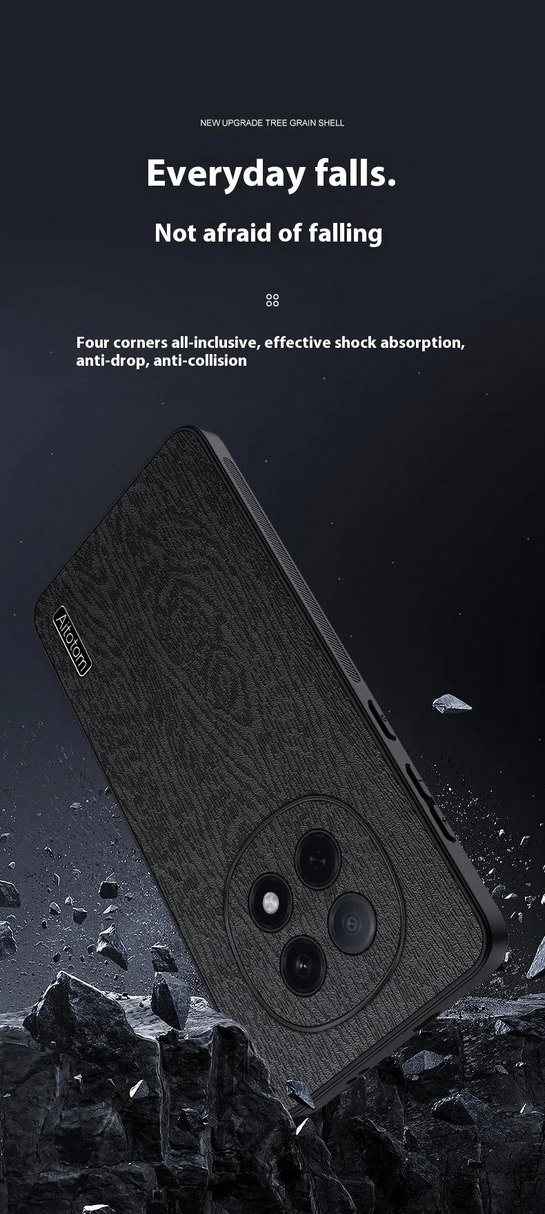 For Oppo A5 5G Case Wood Texture PU Leather Coated PC TPU Phone Cover - Black-Cellmalls