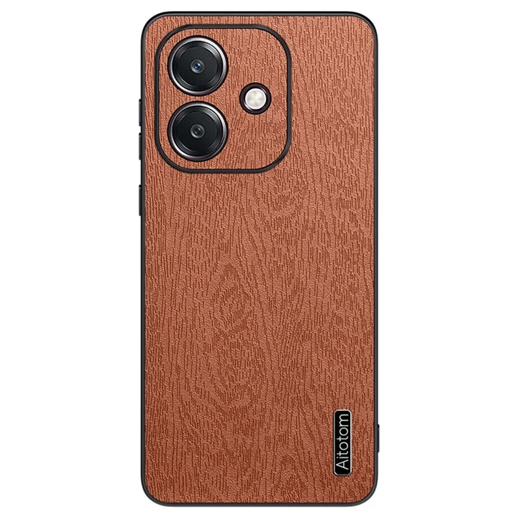 For Oppo A5 Pro 4G (Global) / 5G (Global) / A5 Energy 5G (China) Case Wood Texture PU Leather Coated PC TPU Phone Cover - Black-Cellmalls
