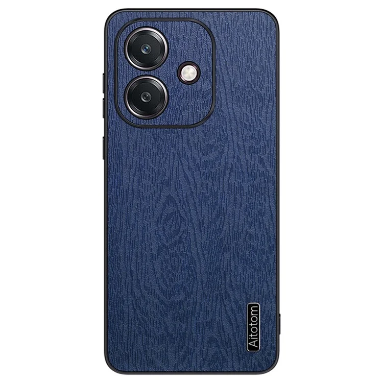 For Oppo A5 Pro 4G (Global) / 5G (Global) / A5 Energy 5G (China) Case Wood Texture PU Leather Coated PC TPU Phone Cover - Black-Cellmalls
