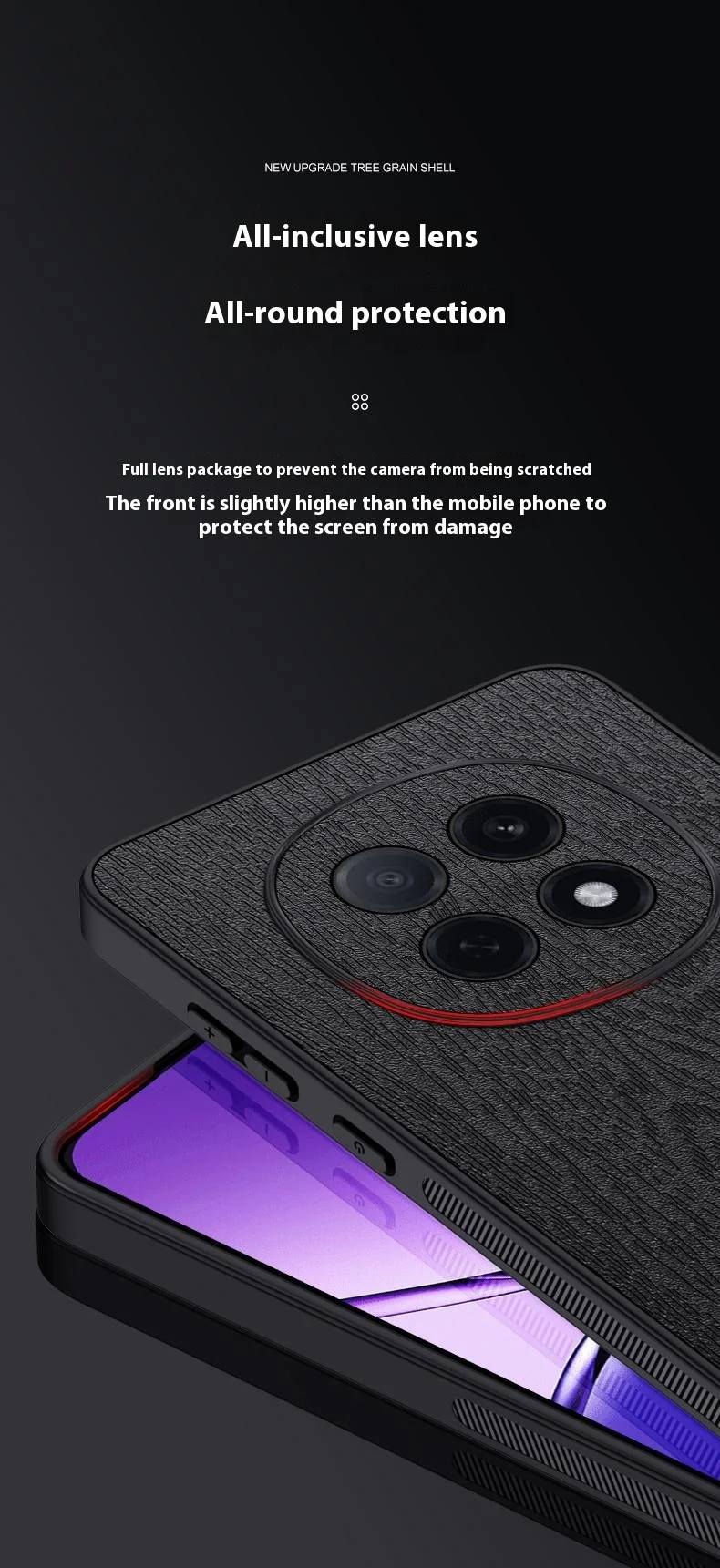For Oppo F29 Pro 5G (Global) / A5 Pro 5G (China) Case Wood Texture PU Leather Coated PC TPU Phone Cover - Black-Cellmalls