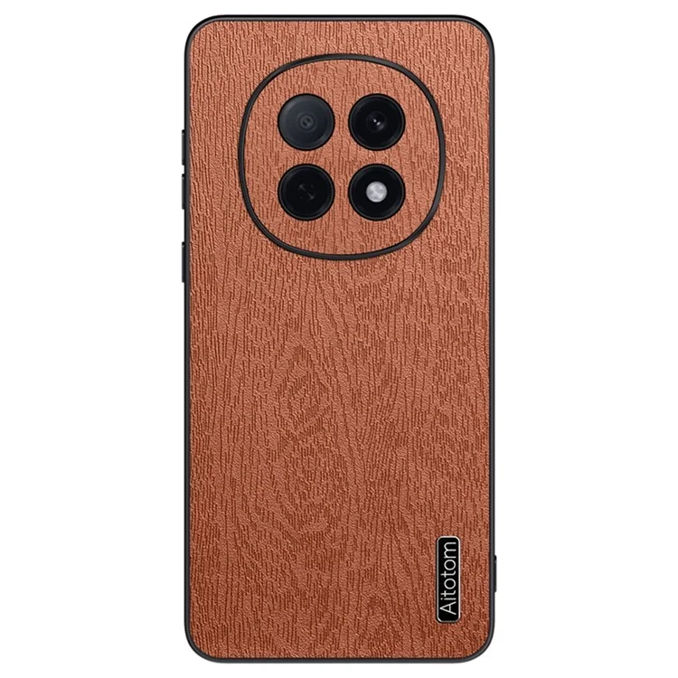 For Oppo F29 Pro 5G (Global) / A5 Pro 5G (China) Case Wood Texture PU Leather Coated PC TPU Phone Cover - Black-Cellmalls