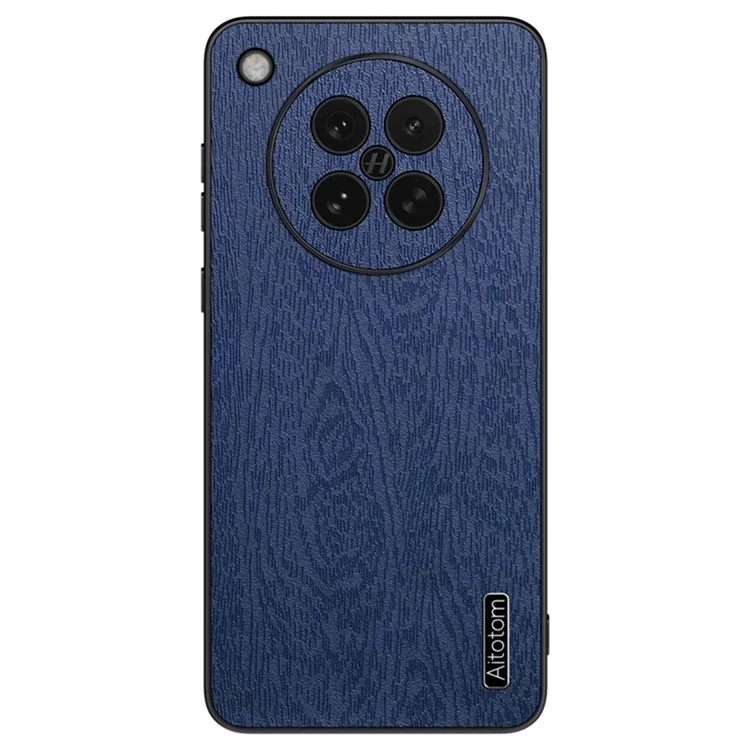 For Oppo Find X8s 5G Case Wood Texture PU Leather Coated PC TPU Phone Cover - Black-Cellmalls