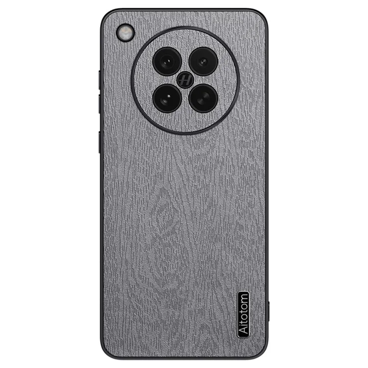 For Oppo Find X8s 5G Case Wood Texture PU Leather Coated PC TPU Phone Cover - Black-Cellmalls