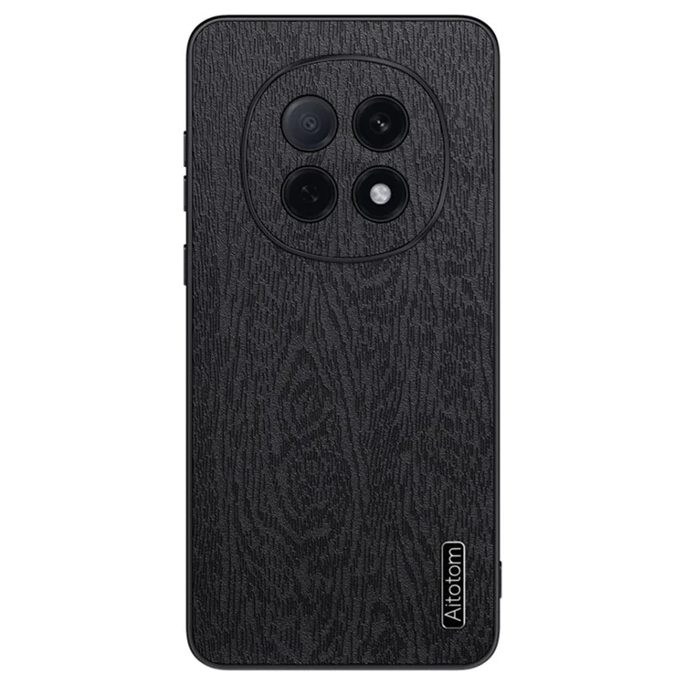 For Oppo F29 Pro 5G (Global) / A5 Pro 5G (China) Case Wood Texture PU Leather Coated PC TPU Phone Cover - Black-Cellmalls