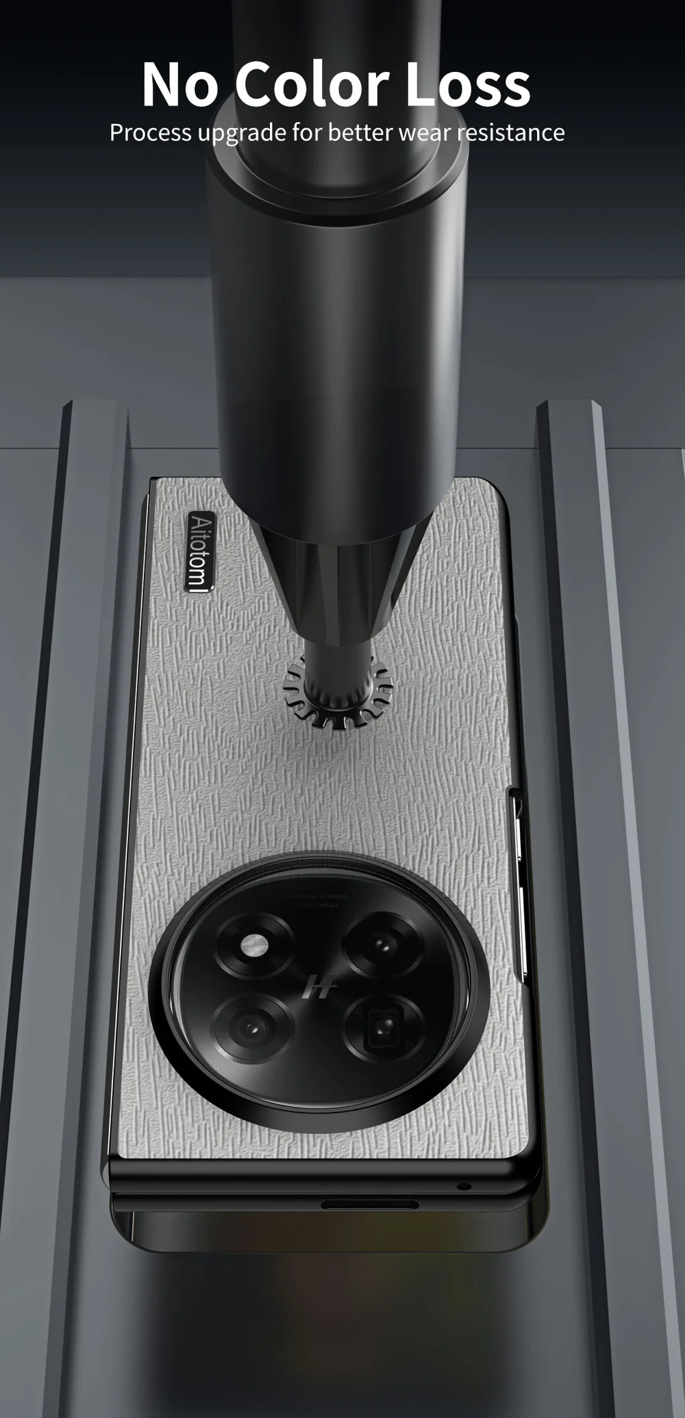 For Oppo Find N5 5G Case Wood Texture PU Leather Coated PC TPU Phone Cover - Black-Cellmalls