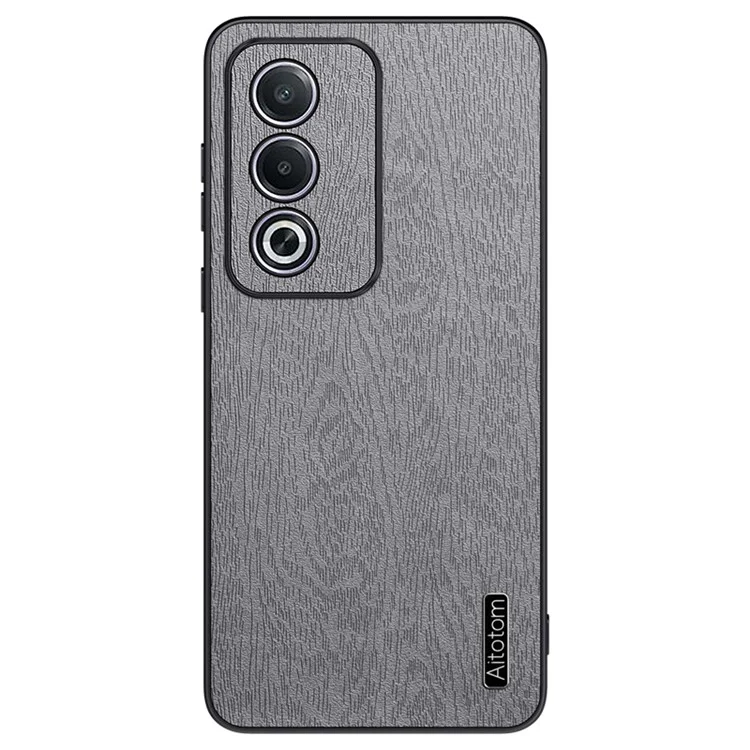 For Oppo A3 Pro (India) 5G Case Wood Texture Leather+PC+TPU Phone Cover - Black-Cellmalls