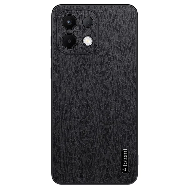 Wood Texture Case For Oppo K13 5G  /  K13x  /  K12s (China) PU Leather Coated PC TPU Phone Cover - Black-Cellmalls