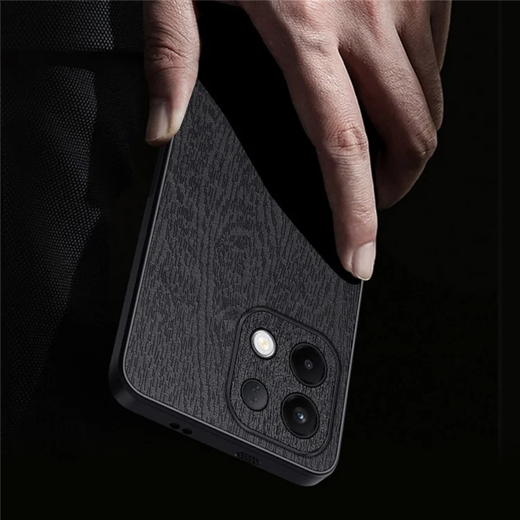 Wood Texture Case For Oppo K13 5G  /  K13x  /  K12s (China) PU Leather Coated PC TPU Phone Cover - Black-Cellmalls